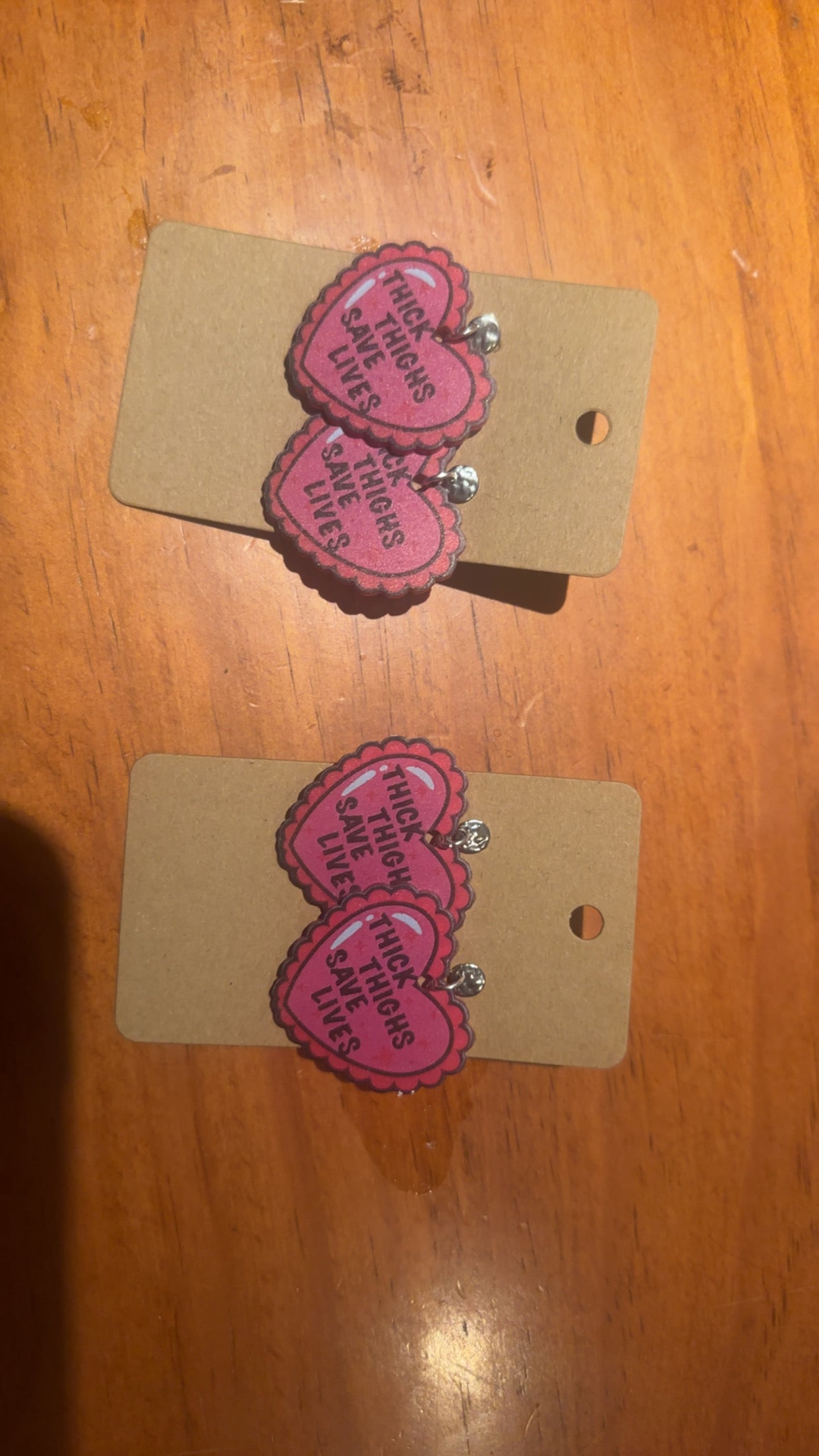 Thick Thighs Save Lives Candy Heart Earrings 💖