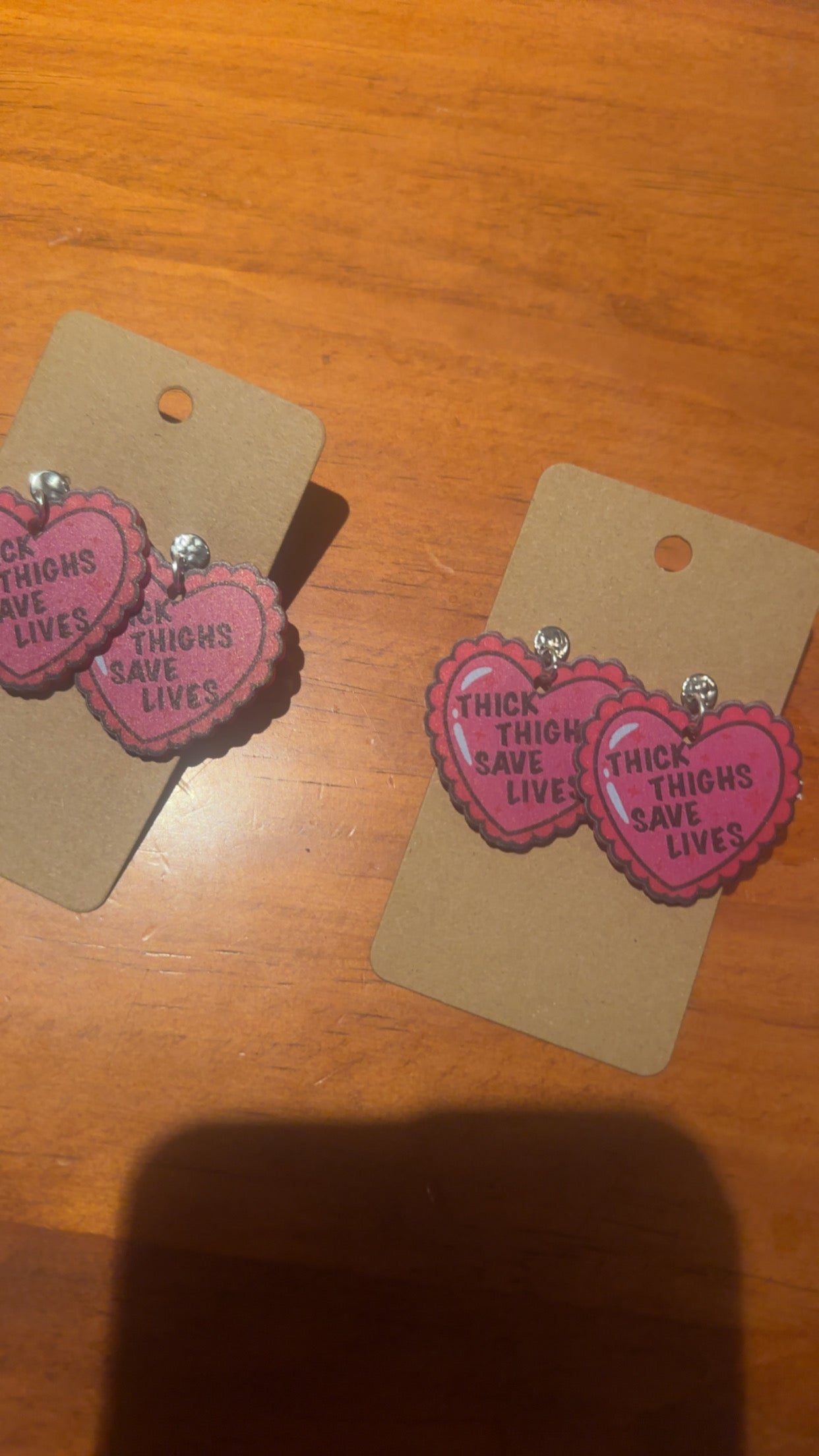 Thick Thighs Save Lives Candy Heart Earrings 💖